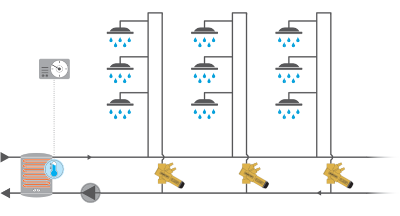 Hydronic balancing valve diagram for HVAC systems